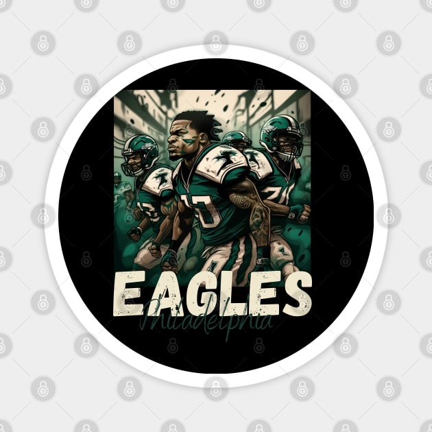 Philadelphia eagles football player graphic design cartoon style beautiful artwork Magnet by Nasromaystro